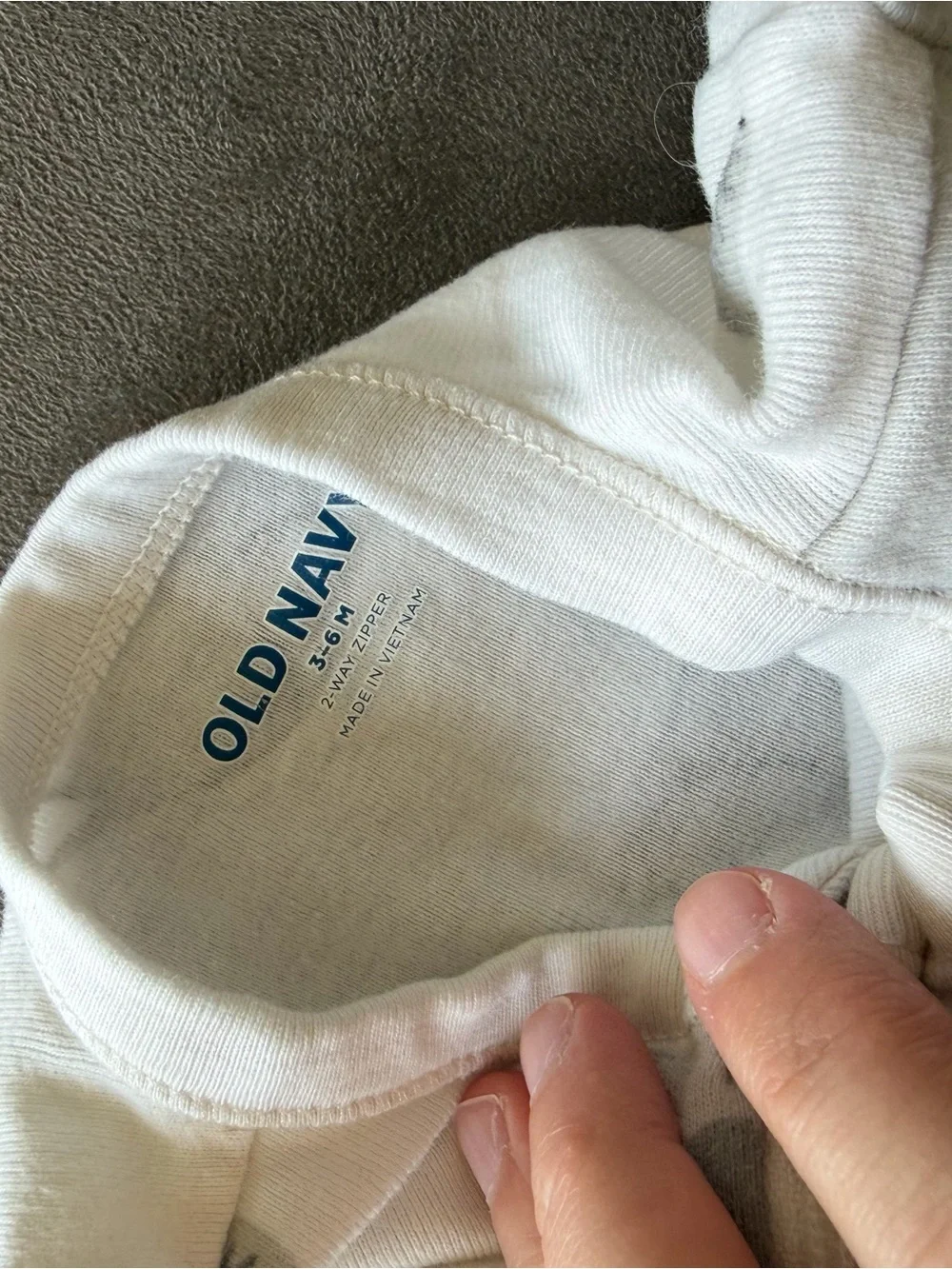 Old Navy White Footed One-Piece with Gray Elephant Print